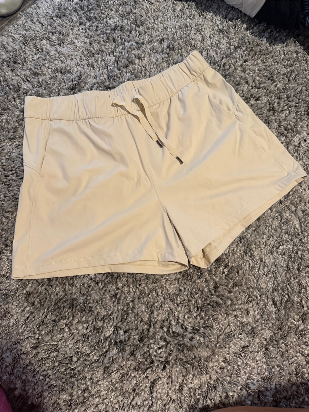 Women's Cream Drawstring Lounge Shorts